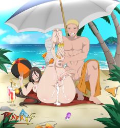 Rule 34 | 1boy, 1girl, absurdres, ass, bandaged arm, bandages, bare shoulders, beach, blonde hair, boruto: naruto next generations, breasts, brown hair, cheating (relationship), cloud, condom, condom on penis, curvy, drink, facial mark, feet, hetero, highres, huge ass, huge breasts, hyuuga hanabi, large breasts, legs up, long hair, muscular, muscular male, naruto, naruto (series), naughty face, ocean, outdoors, palm tree, penis, raykus, sand, sex, short hair, sky, thick thighs, thighs, third-party edit, towel, tree, twitter username, used condom, uzumaki naruto, v, whisker markings, wide hips