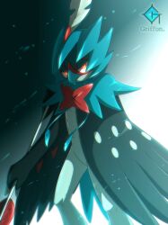 Rule 34 | alternate color, artist name, bird, closed mouth, commentary request, creatures (company), decidueye, game freak, gen 7 pokemon, glowing, glowing eyes, gurifon, highres, looking at viewer, nintendo, no humans, pokemon, pokemon (creature), shiny pokemon, solo, standing