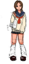 Rule 34 | 1girl, gyaru, h (158cm), kogal, loose socks, original, school uniform, serafuku, sketch, socks, solo