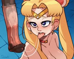 Rule 34 | 1girl, after fellatio, aftersex, animal penis, animated, animated gif, artist name, bestiality, bishoujo senshi sailor moon, blonde hair, blue eyes, blush, breasts, choker, collarbone, cum, cum string, double bun, earrings, eyebrows, hair bun, hair intakes, hair ornament, heart, heart-shaped pupils, heavy breathing, horse, horse penis, jewelry, large breasts, long hair, looking at viewer, meme, nose, penis, sailor moon, sailor moon redraw challenge (meme), saliva, saliva trail, shinki art, solo focus, symbol-shaped pupils, teeth, tiara, tongue, tongue out, tsukino usagi, twintails, uncensored, upper teeth only, veins, veiny penis