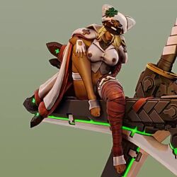 Rule 34 | 1girl, 3d, animated, ass, barefoot, blonde hair, breasts, cleavage, dark-skinned female, dark skin, feet, guilty gear, guilty gear strive, hat, large breasts, long hair, lowres, navel, no shoes, orange eyes, pear force one, ramlethal valentine, sheath, sheathed, shorts, sitting, solo, spread legs, sword, tagme, toes, video, weapon