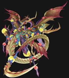 Rule 34 | claws, dragon, dragon horns, dragon tail, dragon wings, duel monsters, flying, full body, highres, horns, konami, monster, no humans, official art, open mouth, predapower fusion dragon, scales, sharp teeth, spikes, tail, teeth, transparent background, wings, yu-gi-oh!