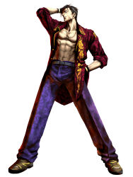 Rule 34 | 1boy, abs, bloody roar, glaring, hand in pocket, highres, looking at viewer, male focus, muscular, official art, shen long, solo