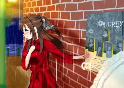 Rule 34 | 1girl, absurdres, aqua eyes, artist name, artist request, audrey (love live!), black bow, blue eyes, blue sky, blush, bow, breasts, brick wall, brown hair, buttons, clenched hand, coat, collarbone, collared coat, crying, crying with eyes open, dress, female focus, hair between eyes, hair bow, high ponytail, highres, long hair, long sleeves, looking at viewer, looking to the side, love live!, love live! nijigasaki high school idol club, love live! school idol festival, osaka shizuku, outdoors, parted lips, ponytail, poster (object), rain, red coat, red dress, red ribbon, red skirt, ribbon, skirt, sky, smile, solo, striped, striped bow, tears, trench coat, umbrella, upper body, white bow, white umbrella