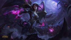 Rule 34 | 1girl, black eyes, breasts, cleavage, kai&#039;sa, league of legends, long hair, official art, solo, wings