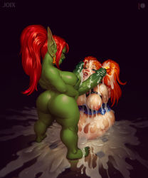 Rule 34 | 2girls, absurdres, bdsm, breasts, colored skin, cum, cum in mouth, cum on body, cum on breasts, cum on hair, cum on lower body, cum on upper body, earrings, excessive cum, extra penises, facial, female goblin, futanari, goblin, goblin (warcraft), green eyes, green skin, highres, jewelry, joixxx, large breasts, monster girl, multiple girls, nipples, open mouth, orange hair, piercing, pointy ears, red eyes, red hair, shortstack, simple background, twintails, warcraft