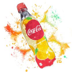 bottle coca-cola drink food food_focus fruit_background highres no_humans soda still_life studiolg