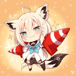 Rule 34 | + +, 1girl, :3, ahoge, animal ear fluff, animal ears, bad id, bad pixiv id, black footwear, black shorts, black thighhighs, blue eyes, blue neckwear, blush, boots, brown background, chibi, closed mouth, detached sleeves, drawstring, ear piercing, fox ears, fox girl, fox tail, full body, hair between eyes, highres, hololive, hood, hood down, light brown hair, long hair, piercing, shirakami fubuki, shirakami fubuki (1st costume), short shorts, shorts, single thighhigh, smug, solo, sparkle, striped, sukemyon, tail, thighhighs, thighhighs under boots, traffic cone, very long hair, virtual youtuber, white sleeves