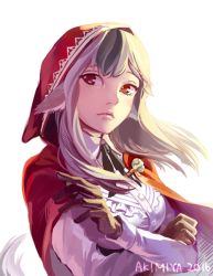 Rule 34 | 1girl, animal ears, artist name, fire emblem, fire emblem fates, gloves, grey hair, hood, hoodie, image sample, long sleeves, md5 mismatch, multicolored hair, nintendo, piano (agneschen), red eyes, resized, simple background, solo, tail, tumblr sample, two-tone hair, velouria (fire emblem), white background, white hair, wolf ears, wolf tail