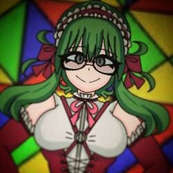 Rule 34 | glasses, green hair, grey eyes, gumi, gumi (bunker busters), hairband, masa works design, ribbon, vocaloid