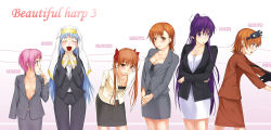 Rule 34 | 00s, 6+girls, alternate age, alternate costume, alternate hair color, arms behind back, blue hair, blush, bow, breasts, brown eyes, brown hair, cleavage, crossed arms, everyone, closed eyes, female focus, finger to mouth, flat chest, formal, glasses, habit, hair bow, happy, head-mounted display, height difference, highres, index (toaru majutsu no index), kanzaki kaori, ken-1, large breasts, leaning forward, lineup, long hair, medium breasts, miniskirt, misaka imouto, misaka imouto 10032&#039;s cat, misaka mikoto, multiple girls, no bra, office lady, aged up, open clothes, open mouth, open shirt, orange eyes, orange hair, outstretched arms, outstretched hand, own hands clasped, own hands together, pink hair, purple eyes, purple hair, reaching, shirai kuroko, shirt, short hair, skirt, small breasts, smile, suit, thigh gap, thighs, toaru kagaku no railgun, toaru majutsu no index, tsukuyomi komoe, twintails, very long hair