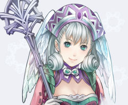 Rule 34 | 1girl, blue eyes, curly hair, gloves, hat, head wings, melia antiqua, nintendo, ohse, silver hair, smile, solo, staff, wings, xenoblade chronicles (series), xenoblade chronicles 1