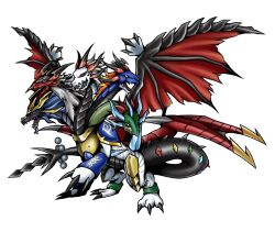 Rule 34 | 1other, digimon, digimon (creature), dragon, multiple heads, original, simple background, solo, white background, wings