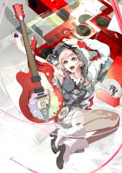 Rule 34 | 119, 1girl, 1ten, absurdres, bad id, bad pixiv id, boots, guitar, hat, headphones, high heels, highres, instrument, original, shoes, solo, thighhighs