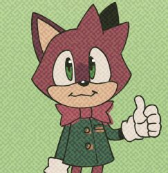 Rule 34 | 1other, animal ears, bow, bowtie, digimin, gloves, green background, green eyes, long sleeves, protagonist (the murder of sonic the hedgehog), quokka, red bow, red bowtie, solo, sonic (series), the murder of sonic the hedgehog, white gloves