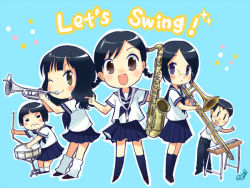 Rule 34 | chibi, instrument, school uniform, swing girls, tagme