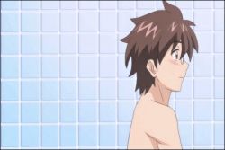 Rule 34 | animated, animated gif, bathroom, blush, breast on chest, breast press, breasts, brown hair, glass, hatakeyama merushia, huge breasts, long hair, madonna: kanjuku body collection, ms pictures, nude, red hair, short hair