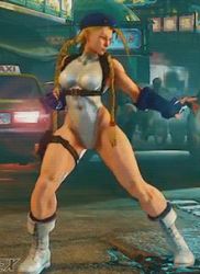 Rule 34 | 1girl, 3d, animated, animated gif, blonde hair, boots, braid, breasts, cammy white, fighting stance, fingerless gloves, gauntlets, gloves, hat, leotard, long hair, lowres, muscular, pocket, street fighter, street fighter v, thigh strap, thighs, twin braids, twintails