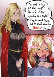 2023 bad_tag blonde_hair capcom cheating_(relationship) comic commission demon demon_humanoid devil_may_cry_(series) eva_(devil_may_cry) fellatio highres interspecies lungnut mature_female narrow_waist oral page_1 partial_male penis sloppy_blowjob veins veiny_penis