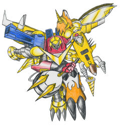Rule 34 | digimon, digimon (creature), drill, flying, fusion, horns, microphone, shoutmon x7