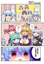 Rule 34 | ..., 6+girls, ahoge, animal ear fluff, animal ears, armor, asymmetrical clothes, bare shoulders, belt, black gloves, blonde hair, blue bow, blue dress, blue hair, blush, bow, braid, breasts, carrot, carrot hair ornament, cleavage, cleavage cutout, closed eyes, clothing cutout, collared shirt, commentary request, dark-skinned female, dark elf, dark skin, don-chan (usada pekora), double bun, dress, earrings, elf, empty eyes, fingerless gloves, food-themed hair ornament, fur scarf, gloves, green hair, hair between eyes, hair bow, hair bun, hair ornament, hair ribbon, hat, heart, heart-shaped pupils, heterochromia, high ponytail, holding person, hololive, hololive fantasy, houshou marine, jewelry, large breasts, leotard, leotard under clothes, long braid, long hair, mole, mole on breast, multicolored hair, multiple girls, namu76, no eyepatch, open mouth, pointy ears, rabbit-shaped pupils, rabbit ears, rabbit girl, red eyes, red hair, ribbon, sakura miko, sakura miko (1st costume), shiranui flare, shiranui flare (old design), shirogane noel, shirogane noel (1st costume), shirt, short hair, shoulder cutout, skull collar, skull earrings, skull hair ornament, smile, spoken ellipsis, spoken heart, star (symbol), strapless, strapless dress, strapless leotard, streaked hair, symbol-shaped pupils, tassel, thick eyebrows, tiara, translated, twin braids, twintails, two-tone hair, upper body, uruha rushia, uruha rushia (1st costume), usada pekora, usada pekora (1st costume), virtual youtuber, white hair, yellow eyes, yuri, | |
