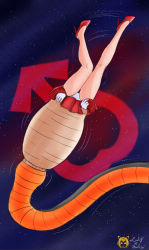 Rule 34 | 1boy, 1girl, android, bishoujo senshi sailor moon, cameltoe, cell (dragon ball), crossover, dragonball z, gloves, high heels, highres, hino rei, kicking, legs, lower body, panties, red skirt, sailor mars, simple background, skirt, struggling, stuck, tail, tail vore, underwear, upside-down, upskirt, vore, white panties