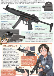Rule 34 | 2girls, airsoft review illustrated, black hair, blue eyes, breasts, coat, diagram, didloaded, ghost ring, gun, h&amp;k mp5, heckler &amp; koch, information sheet, iron sights, japanese text, long gun, mp5a3, multiple girls, original, polygonal rifling, stock (firearm), submachine gun, telescoping stock, text focus, translation request, vega force company, weapon, weapon focus, weapon profile, winter clothes, winter coat