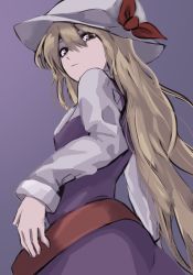 Rule 34 | 33 gaff, belt, blonde hair, bow, brown eyes, from behind, hat, highres, long hair, red bow, touhou, watatsuki no toyohime