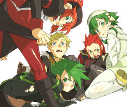 Rule 34 | 00s, 5boys, androgynous, asch (tales), bad id, bad pixiv id, blonde hair, blue eyes, blush, crossdressing, gloves, green eyes, green hair, guy cecil, hair tubes, ion (tales), luke fon fabre, maid, male focus, multiple boys, official alternate costume, open mouth, red hair, short hair, short hair with long locks, surcoat, sync (tales), tales of (series), tales of the abyss, torn clothes, trap, yoneyaman