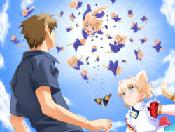 Rule 34 | 00s, 0verflow, 1boy, 6+girls, animal ears, cat, cat ears, falling, flying, game cg, imouto de ikou!, looking up, multiple girls, sky, too many, too many cats, what