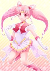 Rule 34 | 1990s (style), 1girl, 30, aged up, bad id, bad pixiv id, bishoujo senshi sailor moon, blush, boots, bow, brooch, chibi usa, choker, cone hair bun, double bun, earrings, elbow gloves, full body, gloves, hair bun, hair ornament, hairpin, heart, heart brooch, jewelry, knee boots, long hair, magical girl, multicolored clothes, multicolored skirt, pink footwear, pink hair, pleated skirt, red eyes, retro artstyle, ribbon, sailor chibi moon, sailor collar, skirt, solo, super sailor chibi moon, twintails, white gloves