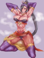 Rule 34 | 1girl, breasts, dragon quest, dragon quest xi, highres, large breasts, martina (dq11), ponytail, simple background, solo