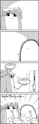 Rule 34 | 4koma, bowl, comic, commentary request, crescent, curry, eating, food, fullmetal alchemist, greyscale, hat, highres, holding, holding bowl, holding spoon, long hair, mob cap, monochrome, patchouli knowledge, rice, smile, spoon, tani takeshi, touhou, translation request, yukkuri shiteitte ne