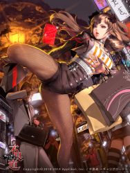 Rule 34 | 10s, 2010, 2014, 2boys, 3girls, bag, breasts, briefcase, brown eyes, brown hair, camera phone, cellphone, choker, city, collarbone, copyright name, dated, fighting stance, formal, furyou michi ~gang road~, garter straps, handbag, hyulla, kicking, large breasts, leotard, lips, long hair, miniskirt, multiple boys, multiple girls, necktie, pantyhose, phone, recording, shopping bag, skirt, spread legs, standing, standing on one leg, striped clothes, striped legwear, striped thighhighs, suit, thighhighs, underboob, watermark