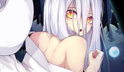 Rule 34 | 1girl, close-up, ddangbi, fox girl, fox tail, long hair, looking at viewer, open mouth, original, slit pupils, solo, sweatdrop, tail, white hair, white tail