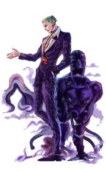 Rule 34 | 2boys, blonde hair, formal, green hair, highres, jewelry, jojo no kimyou na bouken, magatama, magatama necklace, multiple boys, necklace, nocake, prosciutto, stand (jojo), suit, tentacles, the grateful dead (stand), transparent background, vento aureo