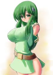 Rule 34 | 1girl, blush, breasts squeezed together, breasts, elbow gloves, covered erect nipples, fingerless gloves, fire emblem, fire emblem: mystery of the emblem, fire emblem: shadow dragon, fire emblem gaiden, gloves, green eyes, green hair, hairband, impossible clothes, impossible shirt, kourourin, large breasts, long hair, matching hair/eyes, nintendo, palla (fire emblem), pegasus knight uniform (fire emblem), shirt, solo