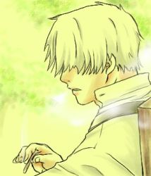 Rule 34 | 1boy, cigarette, ginko, lowres, male focus, mushishi, simple background, smoking, solo