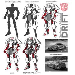 Rule 34 | autobot, character name, clenched hands, copyright name, drift (transformers), english text, kamitoge supino, making-of, mecha, no humans, redesign, robot, science fiction, toyota supra, toyota supra mk v, transformers, unfinished, white background