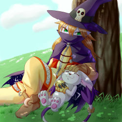 Rule 34 | absurdres, animal ears, cat, cat ears, digimon, gloves, hat, highres, holy ring, jewelry, ring, skull, tail, tailmon, wizard, wizard hat, wizarmon