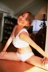 Rule 34 | asian, female focus, highres, kamata natsumi, photo (medium), shorts, smile, stretching, tank top