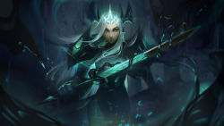 Rule 34 | 1girl, absurdres, alternate costume, armor, closed mouth, cowboy shot, freckles, gloves, glowing, green background, green eyes, grey hair, highres, holding, holding sword, holding weapon, league of legends, leona (league of legends), long hair, ruined (league of legends), shiny clothes, shoulder armor, solo, sword, tears, vincent t (oriaarts), weapon