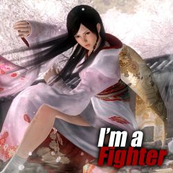 Rule 34 | 3d, black hair, dead or alive, dead or alive 5, fighting stance, japanese clothes, kimono, kokoro (doa), official art, tecmo