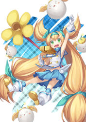 Rule 34 | bell, blazblue, blonde hair, gloves, green eyes, gurasion (gurasion), hairband, long hair, platinum the trinity, smile, solo, staff, twintails