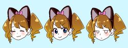 Rule 34 | 1girl, :3, animal ears, bad id, bad pixiv id, blue eyes, blush, brown hair, cat ears, expressions, jitome, lowres, morning musume, noroko0614, smile, tanaka reina, twintails