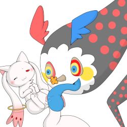 :3 bad_id bad_pixiv_id charlotte_(madoka_magica) fellatio furry kyubey licking long_ears lying mahou_shoujo_madoka_magica mahou_shoujo_madoka_magica_(anime) on_back oral rings simple_background white_background