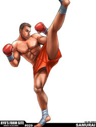 Rule 34 | 00s, 1boy, 2003, abs, bandages, beard, boxing, boxing gloves, brown hair, facial hair, kicking, male focus, muscular, ryu (ryu&#039;s form site), shorts, solo