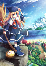 Rule 34 | 1girl, akashio (loli ace), beach, blob, blonde hair, blue eyes, blue sky, boots, broom, capelet, compile, day, dragon quest, forest, hat, lake, madou monogatari, nature, outdoors, puyo (puyopuyo), puyopuyo, river, shirt, skirt, sky, slime (dragon quest), smile, solo, square enix, windmill, witch, witch (puyopuyo)