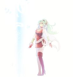 Rule 34 | 1girl, blush, breasts, cape, dress, fire emblem, fire emblem: mystery of the emblem, fire emblem awakening, gloves, green eyes, green hair, hair ornament, jewelry, long hair, nintendo, oka (umanihiki), open mouth, pointy ears, ponytail, ribbon, smile, solo, thighhighs, tiki (adult) (fire emblem), tiki (fire emblem)