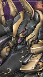 Rule 34 | absurdres, code geass, denjyou23, extra eyes, from above, gawain (code geass), highres, horns, looking down, mecha, no humans, red eyes, robot, science fiction, solo